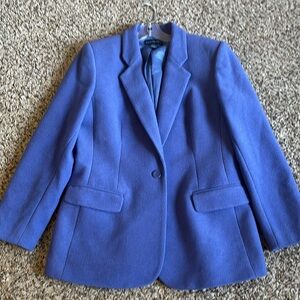 Charter Club Wool Blend Single Button Blue Career Wear Blazer Size 10
